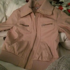 Pale pink fake leather jacket